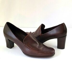 Franco Sarto Nolan Leather Pump Loafer Brown Size 7.5